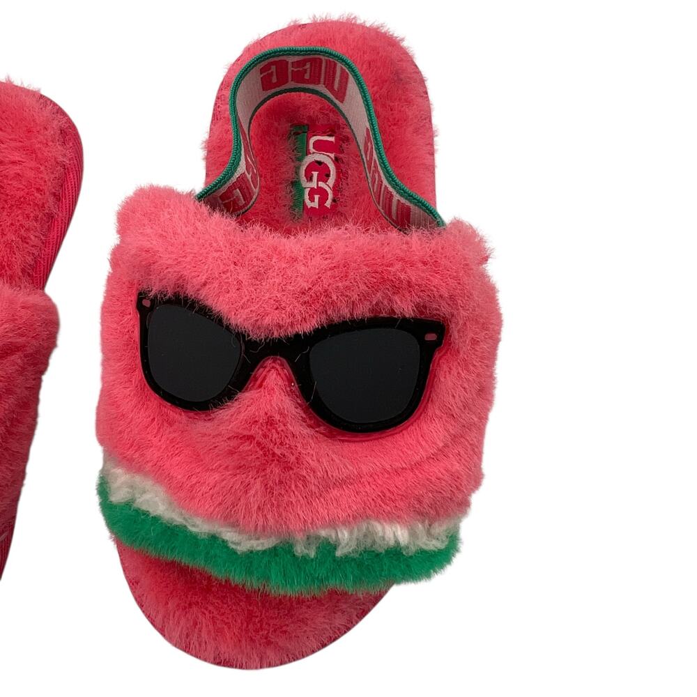 Ugg Toddlers Fluff Yeah Watermelon Stripe and Sunglasses Slides Slippers Size 9 - Picture 2 of 9